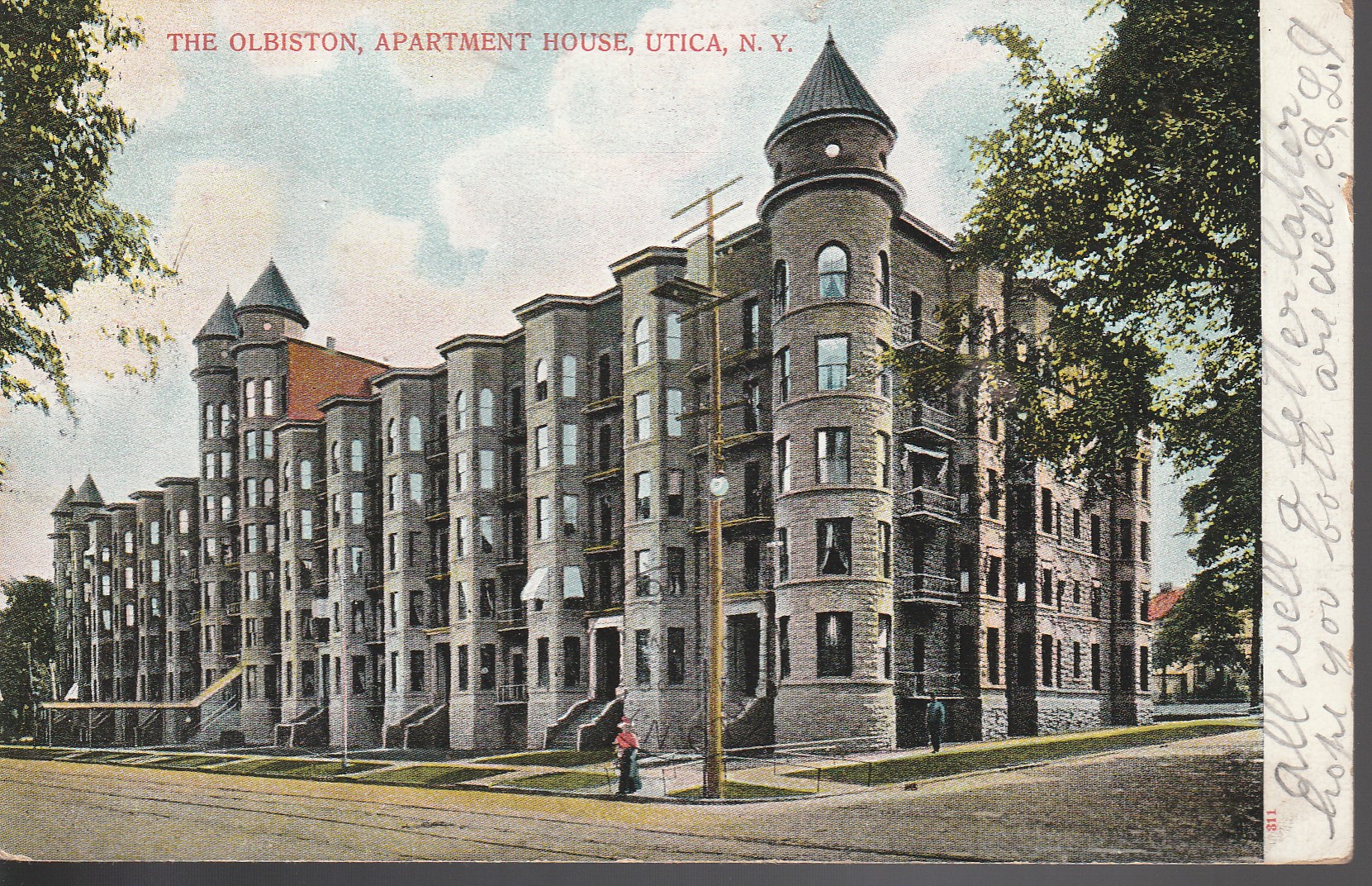 Utica NY Olbiston Apartment House 1906 Vintage 1 Franklin Postcard Rare