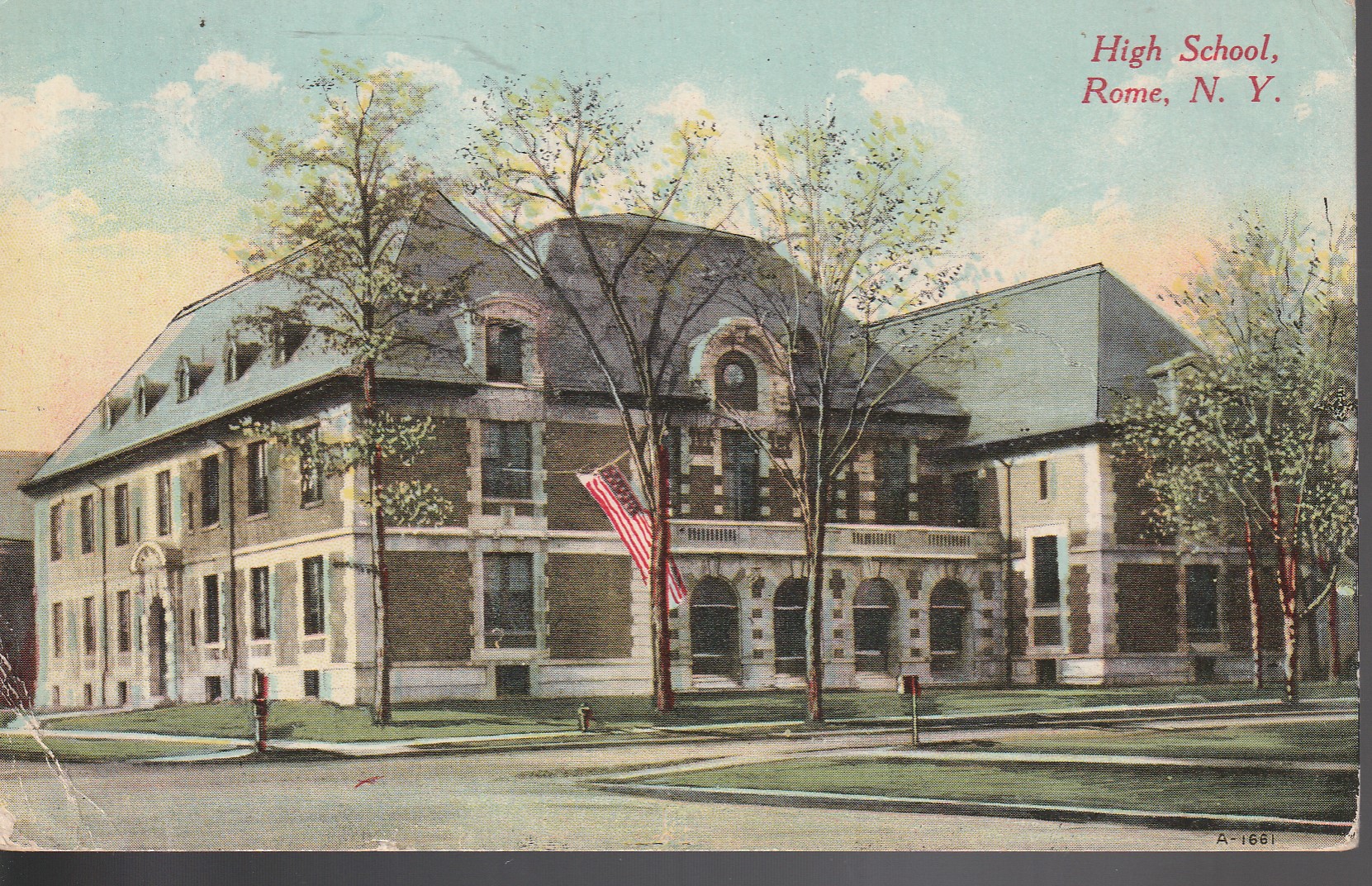Rome NY High School 1914 Vintage 1 Washington Postcard