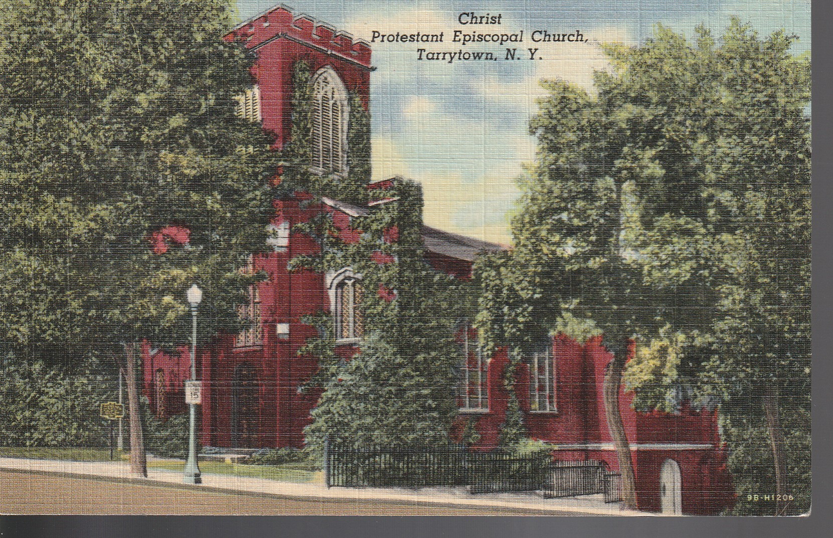 Tarrytown NY Christ Protestant Episcopal Church circa 1935 Linen Postcard Rare