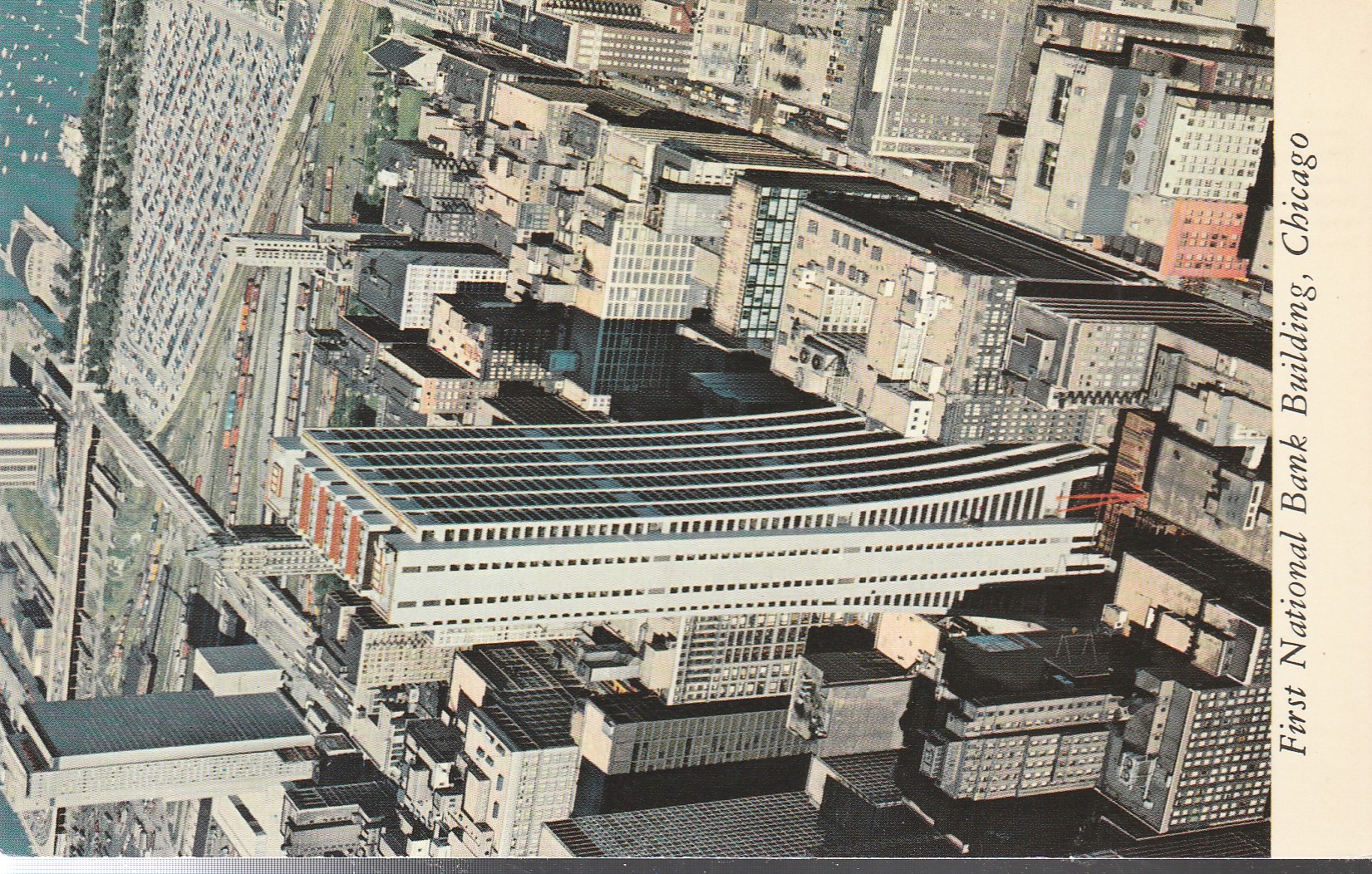 First National Bank Building Chicago IL Aerial View circa 1980 Vintage Postcard Rare