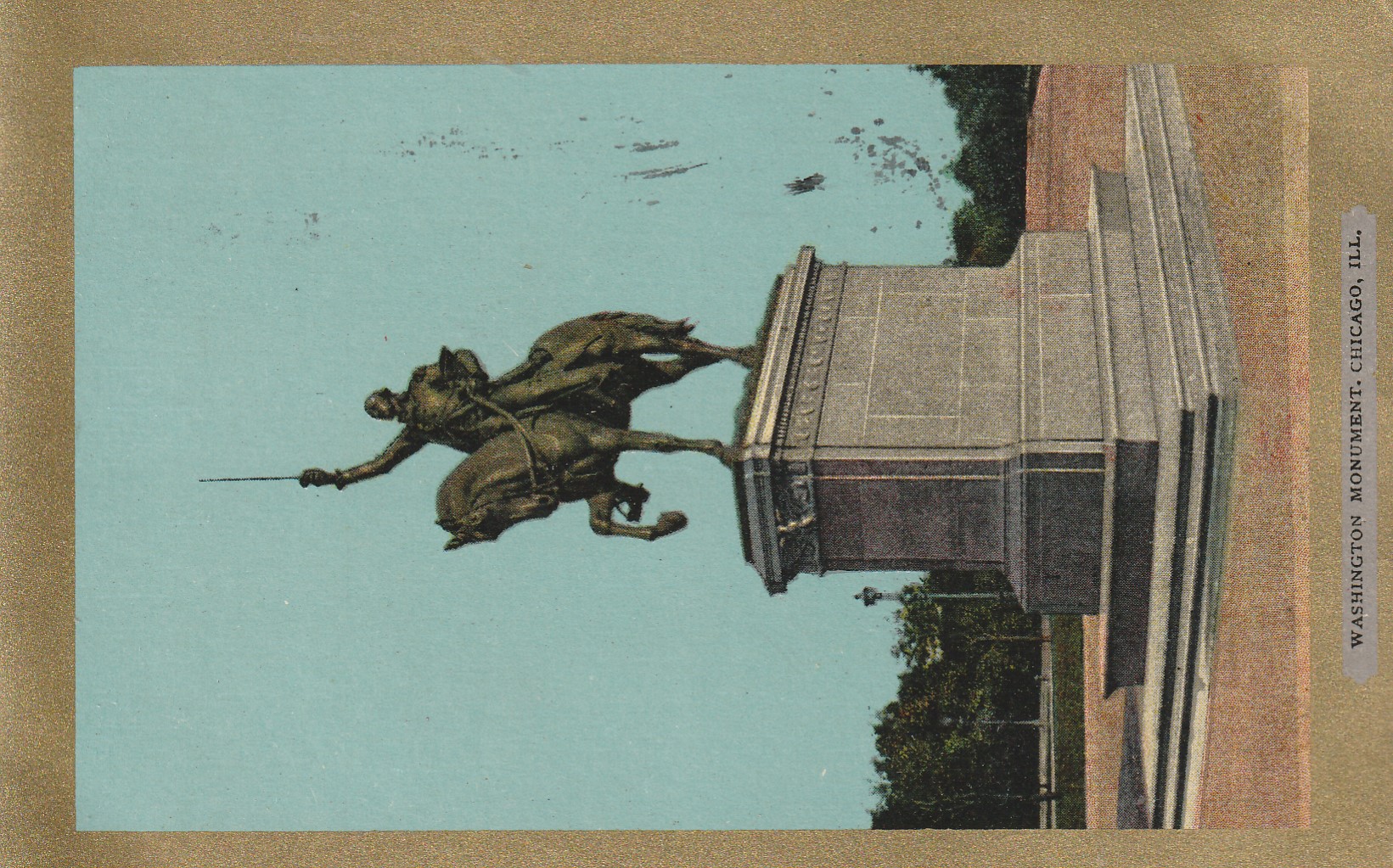Washington Monument Chicago IL 1908 Vintage 1 Franklin Postcard Gilt Edges