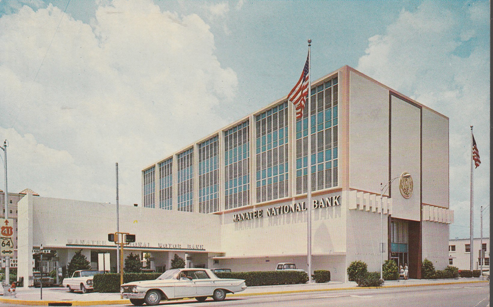 Bradenton FL Manatee National Bank 1964 6 Flag Photo Postcard
