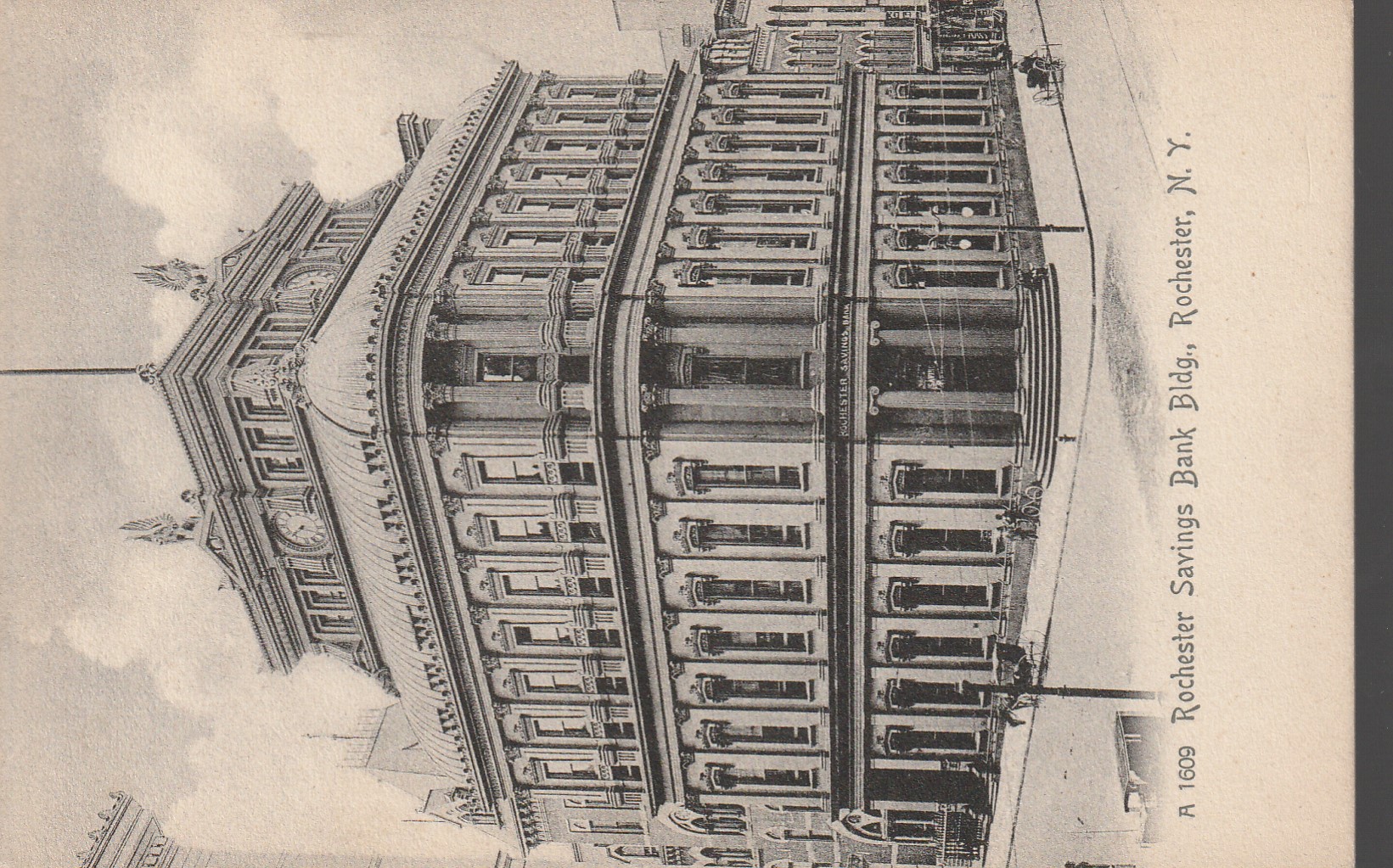 Rochester NY Savings Bank Building circa 1907 Vintage Sketch Postcard Rare