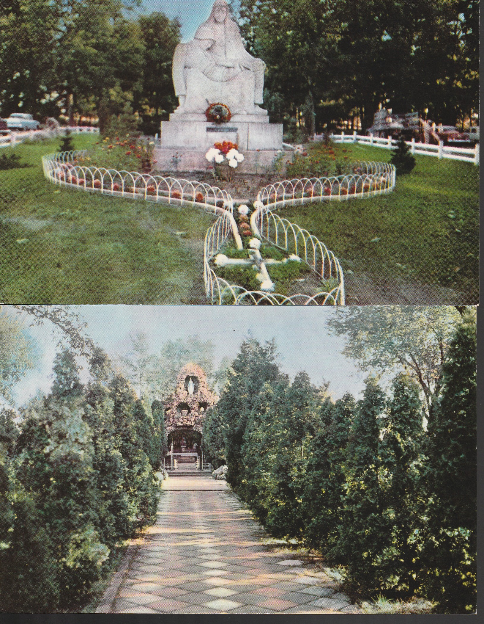 Valparaiso IN Seven Dolors Shrine Franciscan Fathers x2 Views circa 1960 Postcards