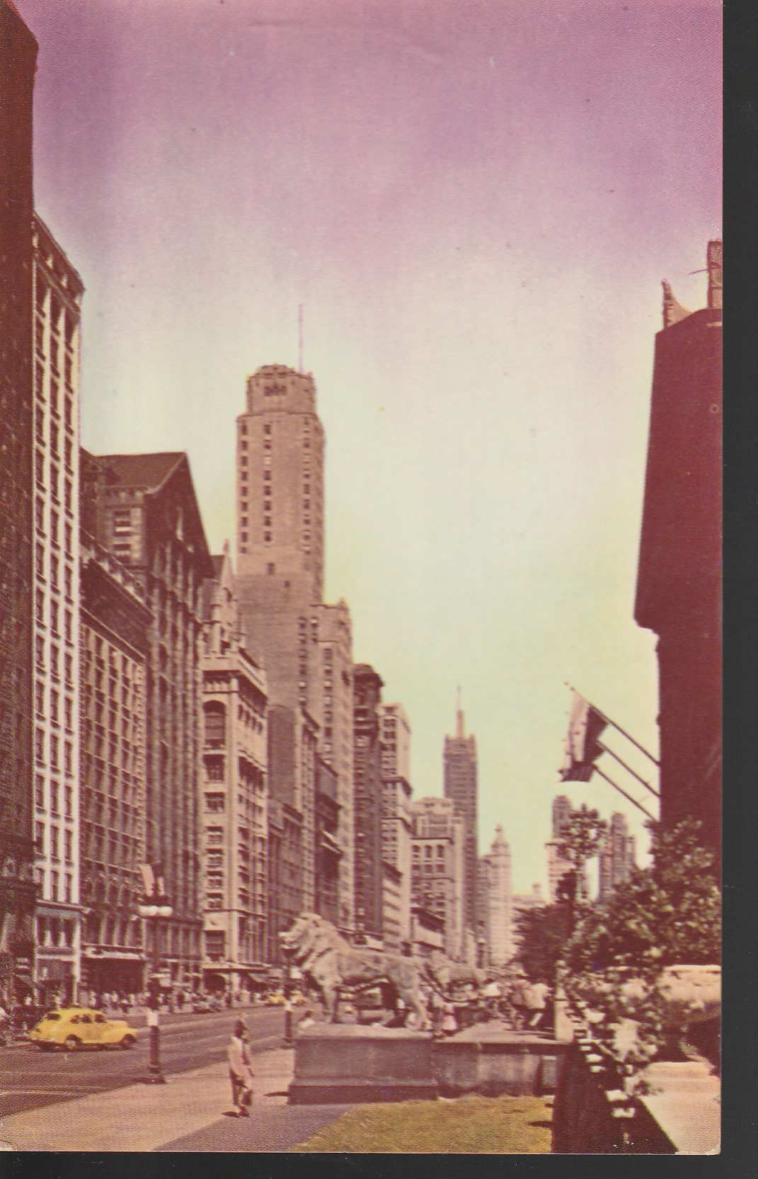 Michigan Ave Chicago IL circa 1950 Looking North Photo Postcard