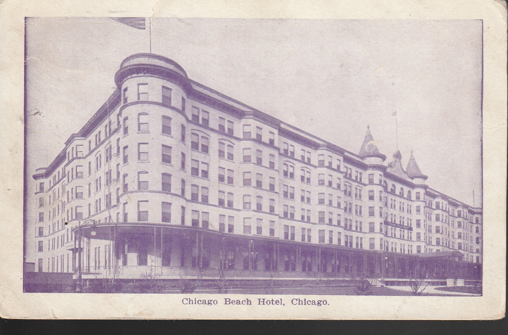 Chicago IL Beach Hotel circa 1906 Vintage 1 Franklin Stamp Photo Postcard