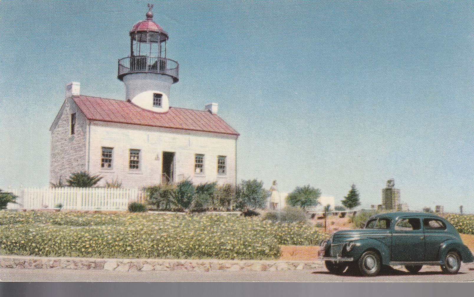 San Diego CA Cabrillo National Monument Point Loma Light Union Oil 1939 1 Liberty WWII Postcard