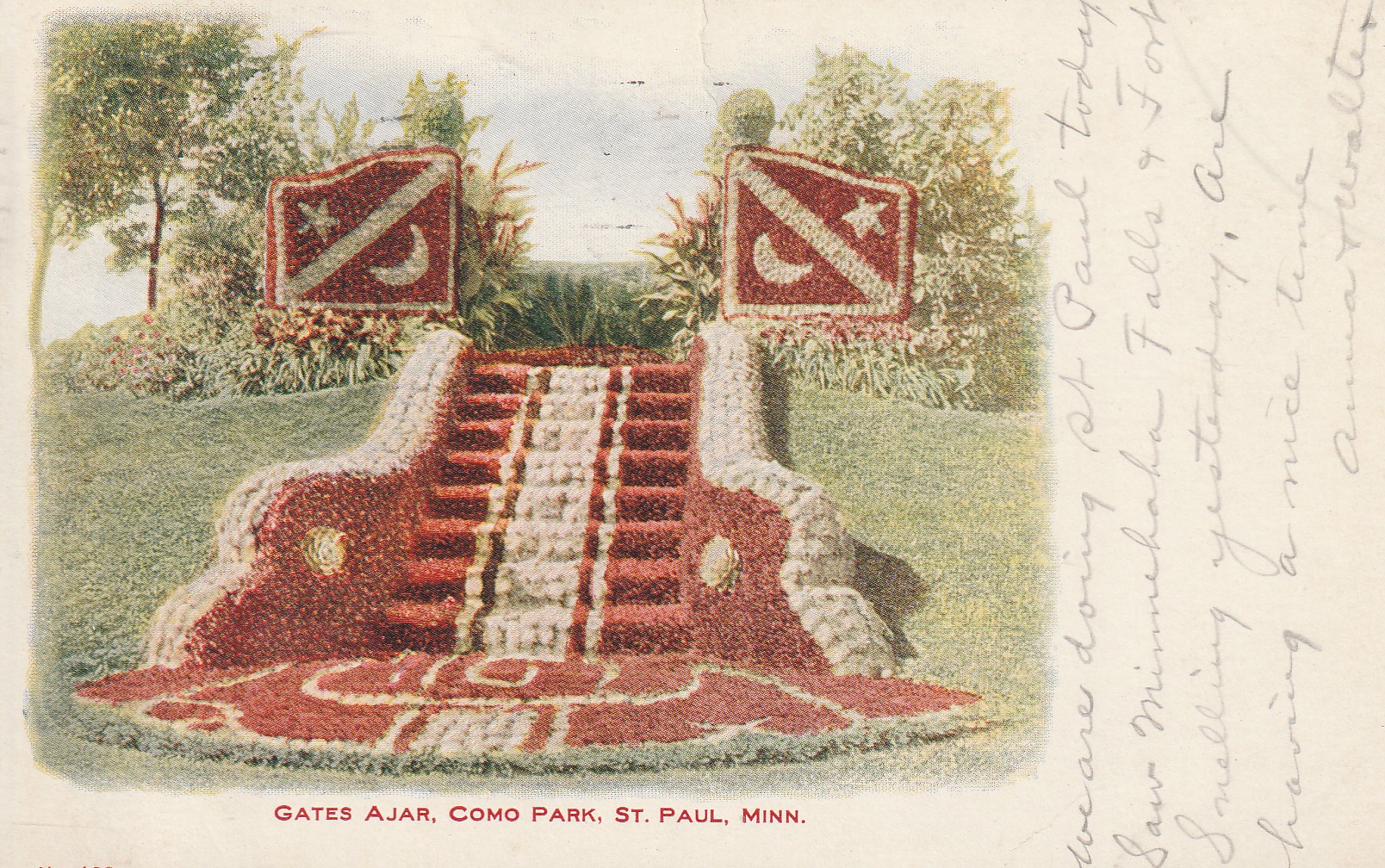 St Paul MN Como Park Gates Ajar 1906 Vintage 1 Franklin Postcard Rare