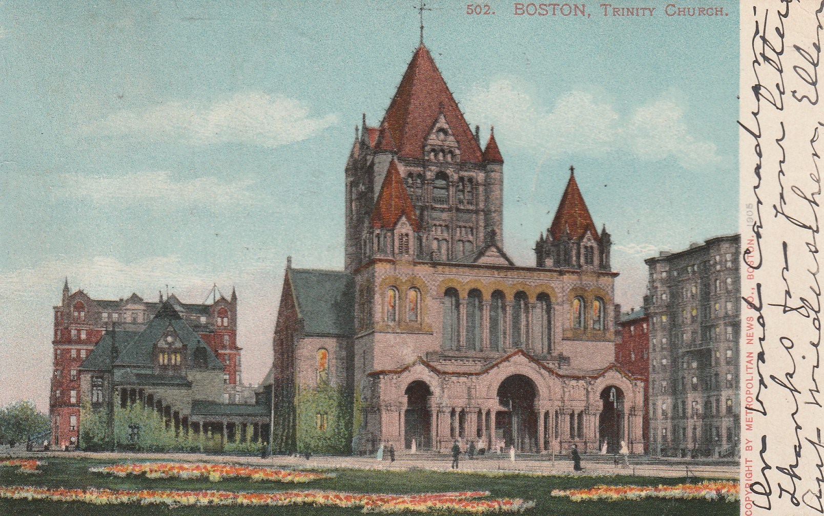 Trinity Church Boston MA 1905 Vintage 1 Franklin Stamp Rare Postcard