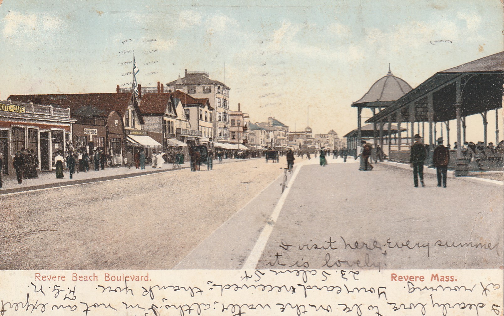 Revere MA Beach Boulevard 1907 Vintage 1 Franklin Rare Postcard
