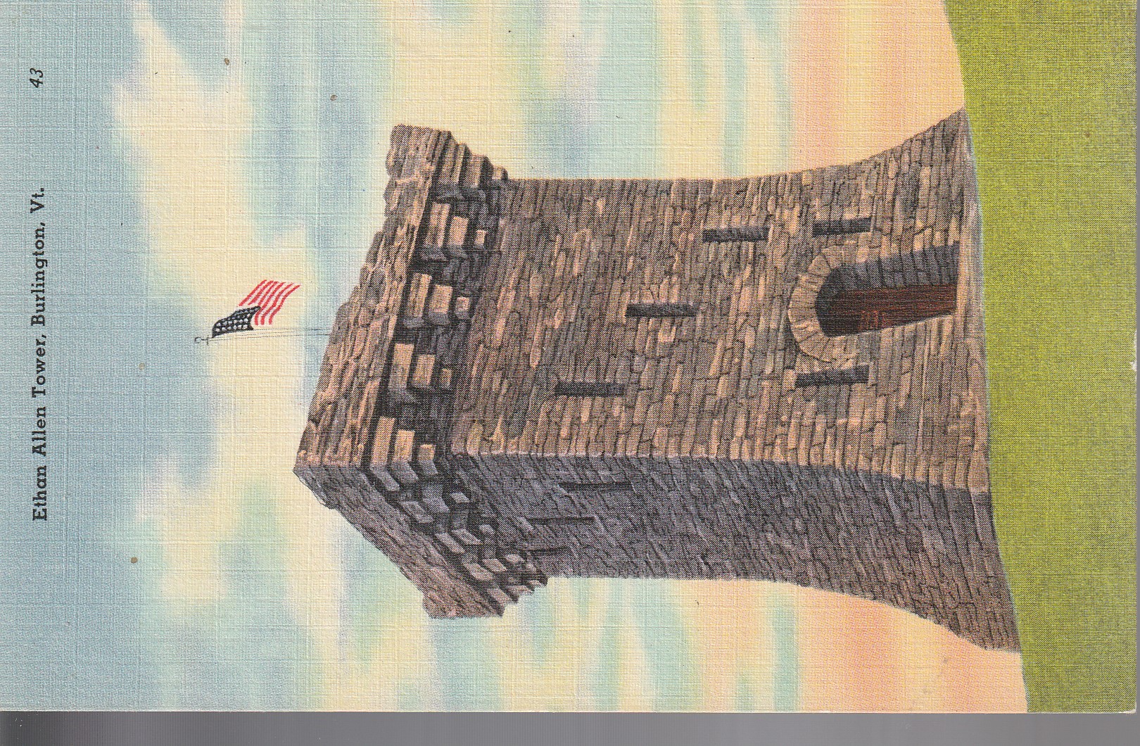 Ethan Allen Tower, Burlington VT, Revolutionary War Patriot circa 1935 Linen Postcard