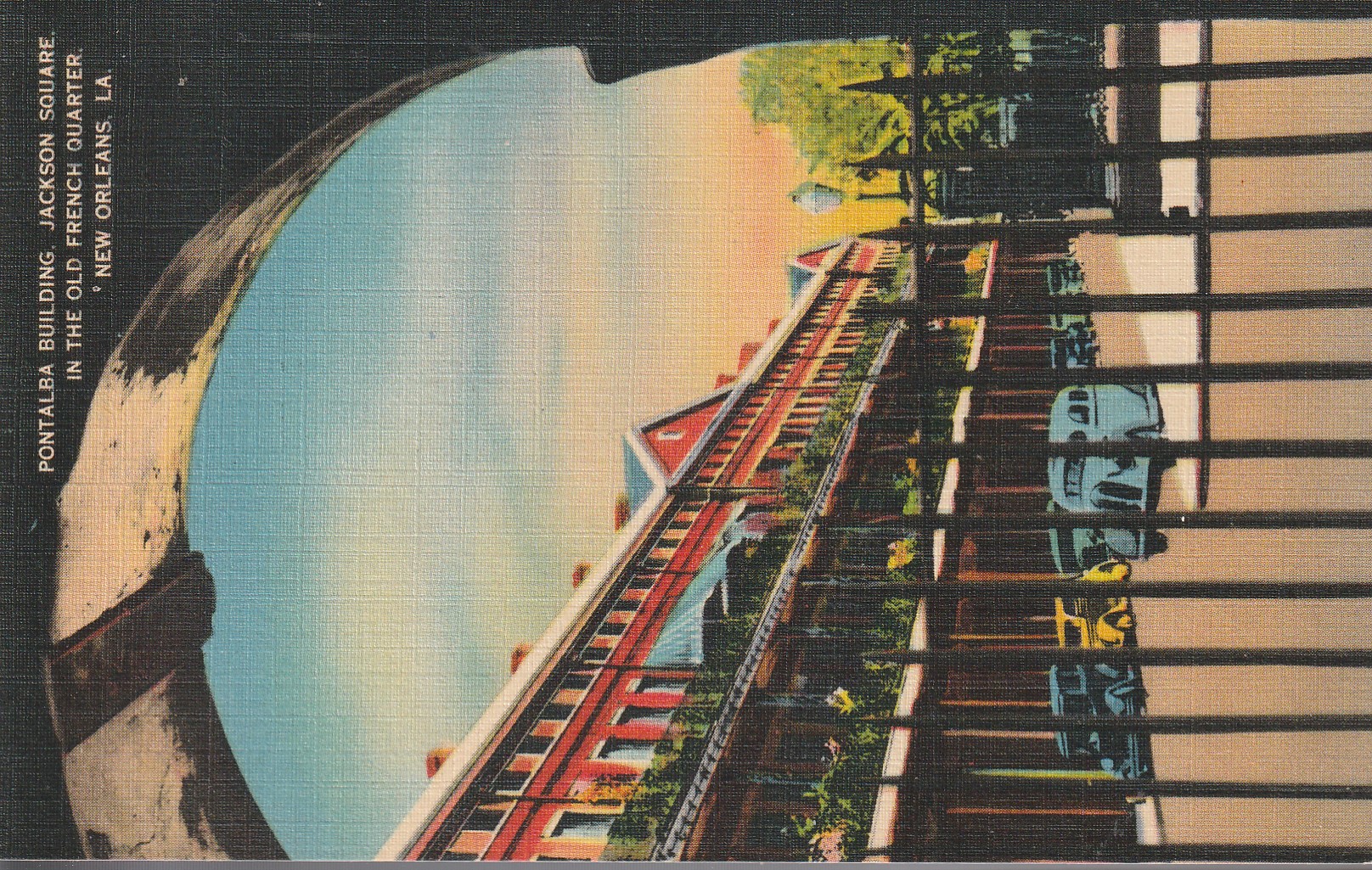 Pontalba Building Jackson Square French Quarter New Orleans LA circa 1930 Linen Postcard