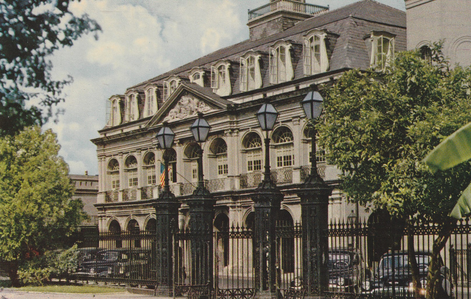 The Cabildo, Iron Gates Spanish Baroque Jackson Square New Orleans LA circa 1955 Postcard
