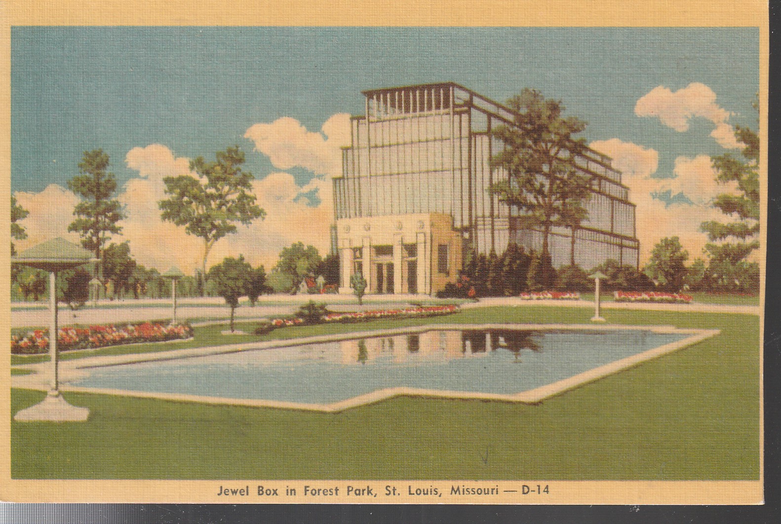 Jewel Box Forest Park St Louis MO Rendering circa 1930 Linen Postcard Rare