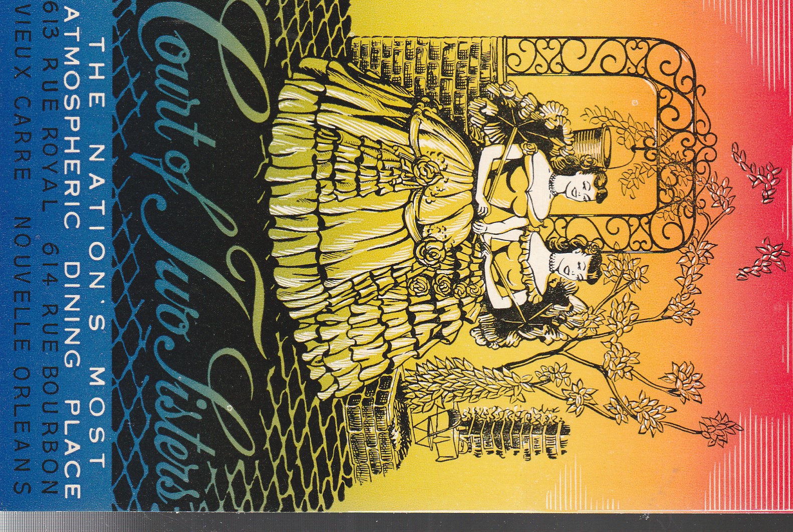 Court of Two Sisters New Orleans LA French Quarter Art Ad Postcard circa 1960