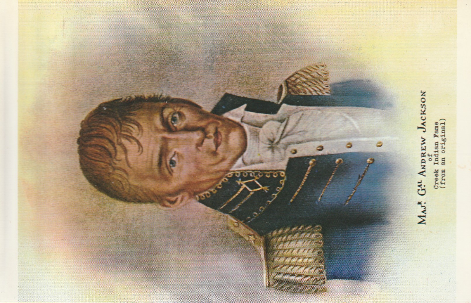 Andrew Jackson Portrait, Creek-American War Art Postcard circa 1970