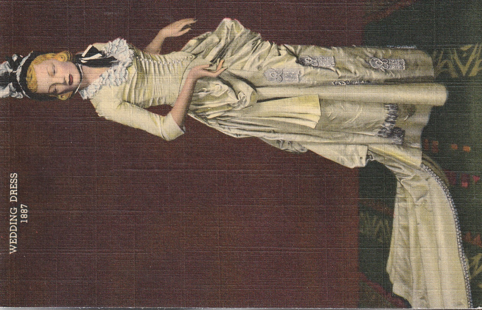 Wedding Dress 1887 Hastings NE Museum House of Yesterday 1945 Linen Postcard