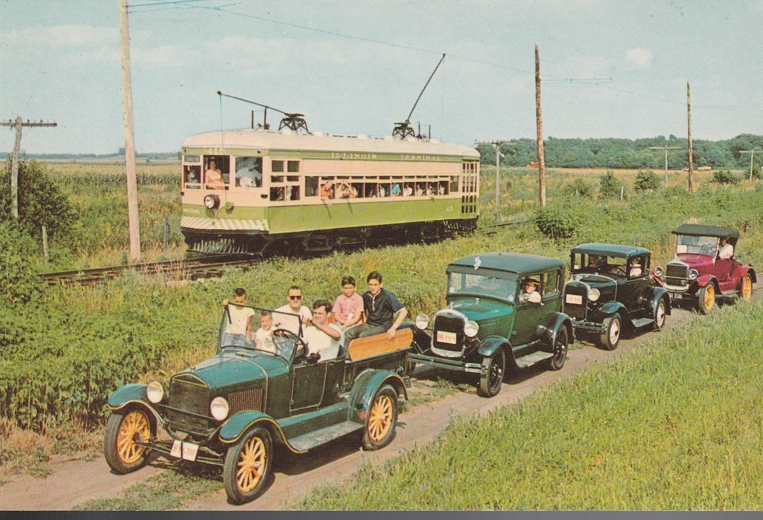 Model A Restorers' Club IL Railway Museum Union IL circa 1955 Photo Postcard